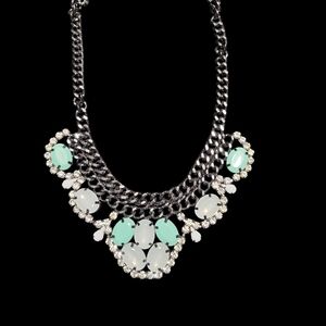 Elegant Silver and Mint Statement Necklace